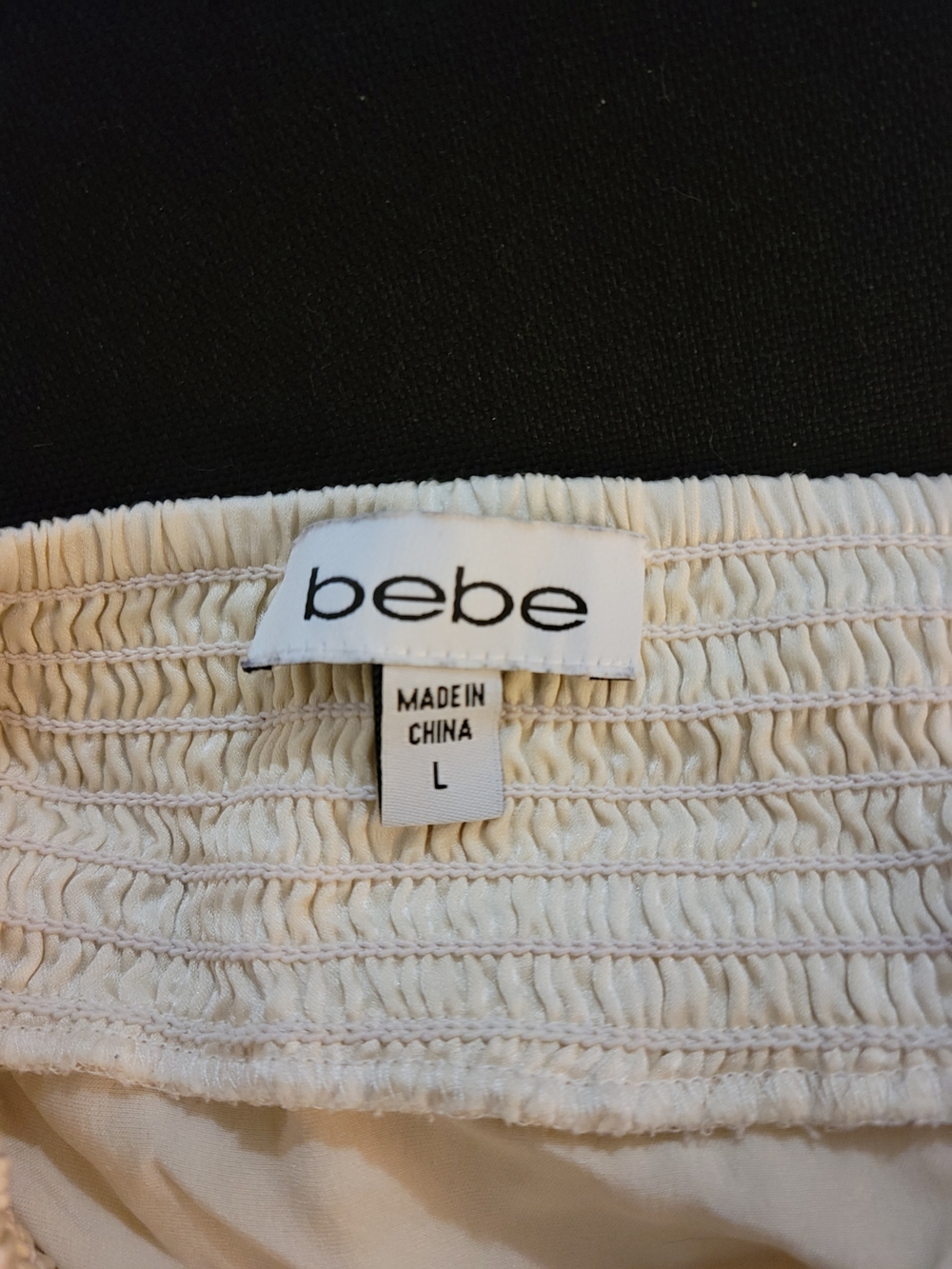 bebe Cream Low Back Ruffled Halter Tank Top with Embroidered Neck - Picture 8 of 10
